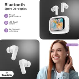 SoundVibe® - Earbuds Draadloos Met Noice Cancelling - Wit - Bluetooth Oordopjes - Noice Cancelling Hoofdtelefoon - LX-10 Earpods met Scherm - Werkt Met Apple En Android - Earpods USB C - Wireless Earphons - Oortjes Draadloos — thumbnail 4