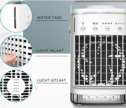 Portable Mini Airco - Air Cooler Met Verlichting - Energiezuinig - Airco Zonder Afvoerslang - Luchtkoeler - Nachtmodus - Draagbare Luchtkoeler — thumbnail 2