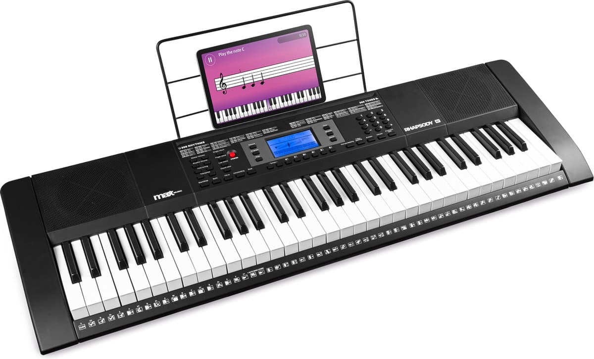 Keyboard piano met 61 toetsen - MAX Rhapsody61 keyboard voor beginners - Met gratis muzieklessen — afbeelding 1