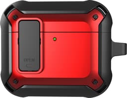 Telestore - Hoesje geschikte voor AirPods 4 - TPU hybride hoesje Beschermhoes - Shockproof AirPods 4 Cover - AirPods 4 Hoesje - Geschikt voor Apple Airpods 4 - rood - hard en TPU cover met sleutelhanger — thumbnail 1