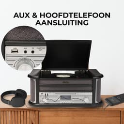 Denver Retro Platenspeler - Ingebouwde Speakers en Versterker - DAB Radio - Radio CD Speler - MRD51 - Hout — thumbnail 4