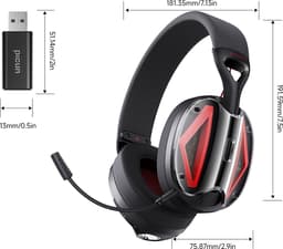 Picun G1 - 2.4GHz Draadloze Gaming Headset - Over ear koptelefoon - Met microfoon - PC/PS4/PS5/Nintendo Switch - Zwart rood — thumbnail 2