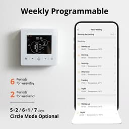 Slimme thermostaat voor cv | Wifi | Touchscreen | 2-draads aansluiting | Tuya Smart Life | Google Home & Alexa | Wit — thumbnail 3
