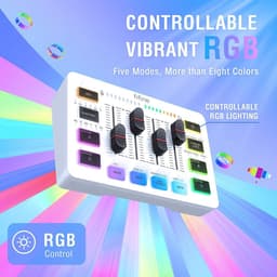 FIFINE - Starterspack 2.0 White - AM8T & SC3 - Podcast Starterspack - Gaming Streaming - Incl XLR Kabel - USB RGB Microfoon met Boom Arm - Streaming Deck - DJ Mixer — thumbnail 3
