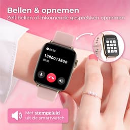 Nuvance Smartwatch Dames & Heren met Bluetooth - IP68 Waterdicht - Geschikt voor alle Smartphones - Stappenteller en Hartslagmeter - Roze — thumbnail 3