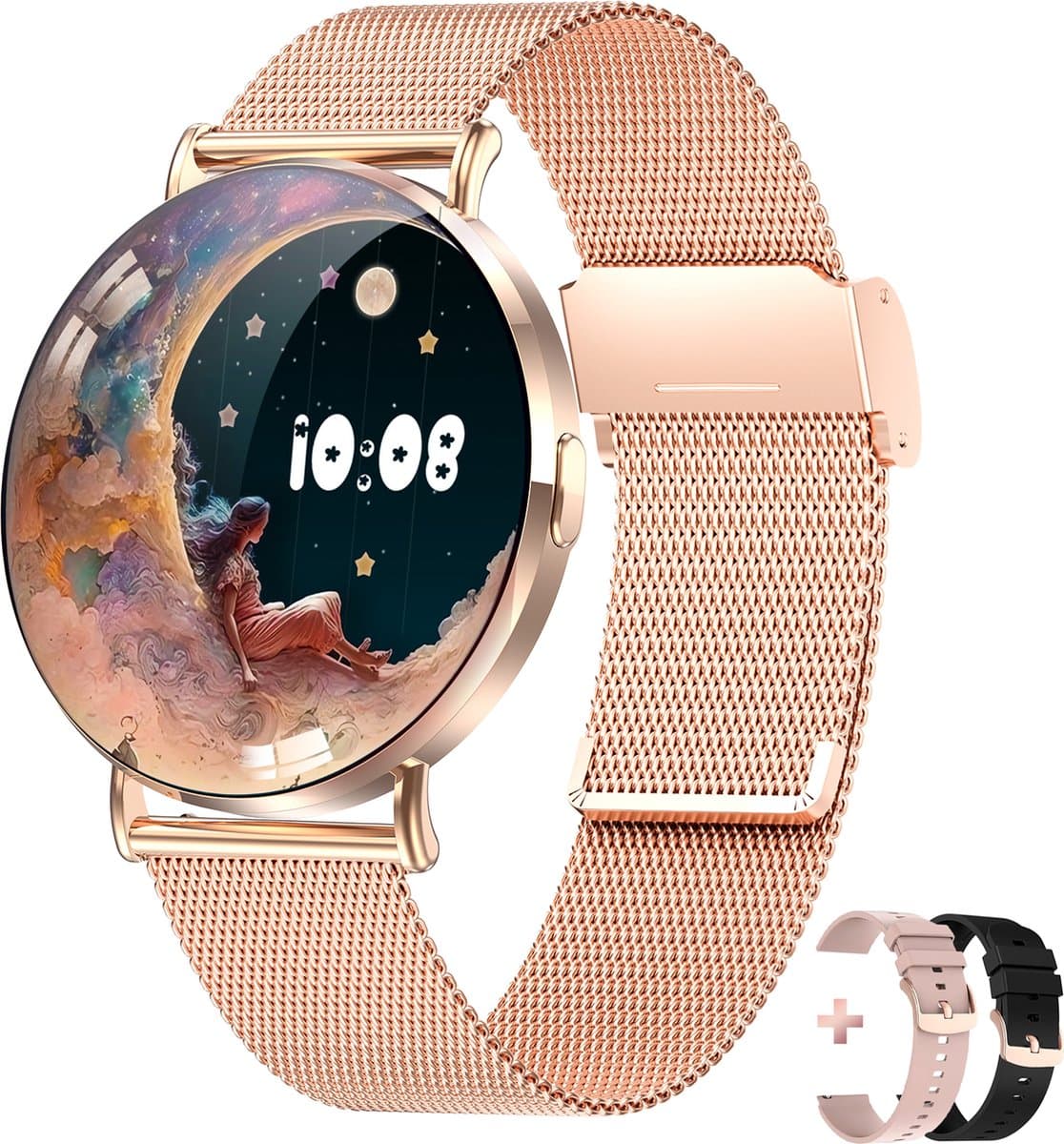 Bizoule Smartwatch Lunita - AMOLED - Rosé-Goud - 41mm - Horloge met Belfunctie - Stappenteller - Android en iOS — afbeelding 1
