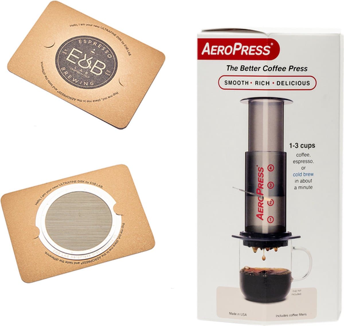 Aeropress Coffee Maker + IMS E&B LAB Koffie Filter RVS 35 micron — afbeelding 1