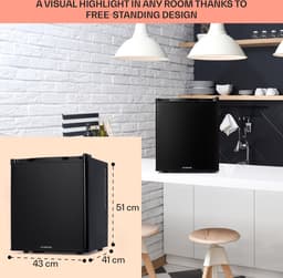 Klarstein Minibar minikoelkast voor op de kamer, minikoelkast voor drankjes, snacks en cosmetica, kleine , kleine en stille koelkast, verstelbare planken, kleine Skincar koelkast 5-22°C, 38L - 26 dB - voor Kantoor - Compact Vrijstaand — thumbnail 5