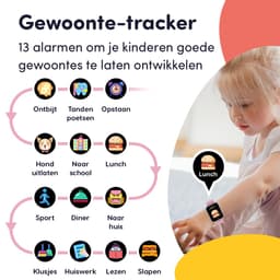 Keebies Smartwatch Kinderen - 5 t/m 12 jaar - Incl. Camera en 26 Kids Spelletjes - 512MB Geheugen - USB Oplaadbaar kinderhorloge - Meisje - Roze — thumbnail 4