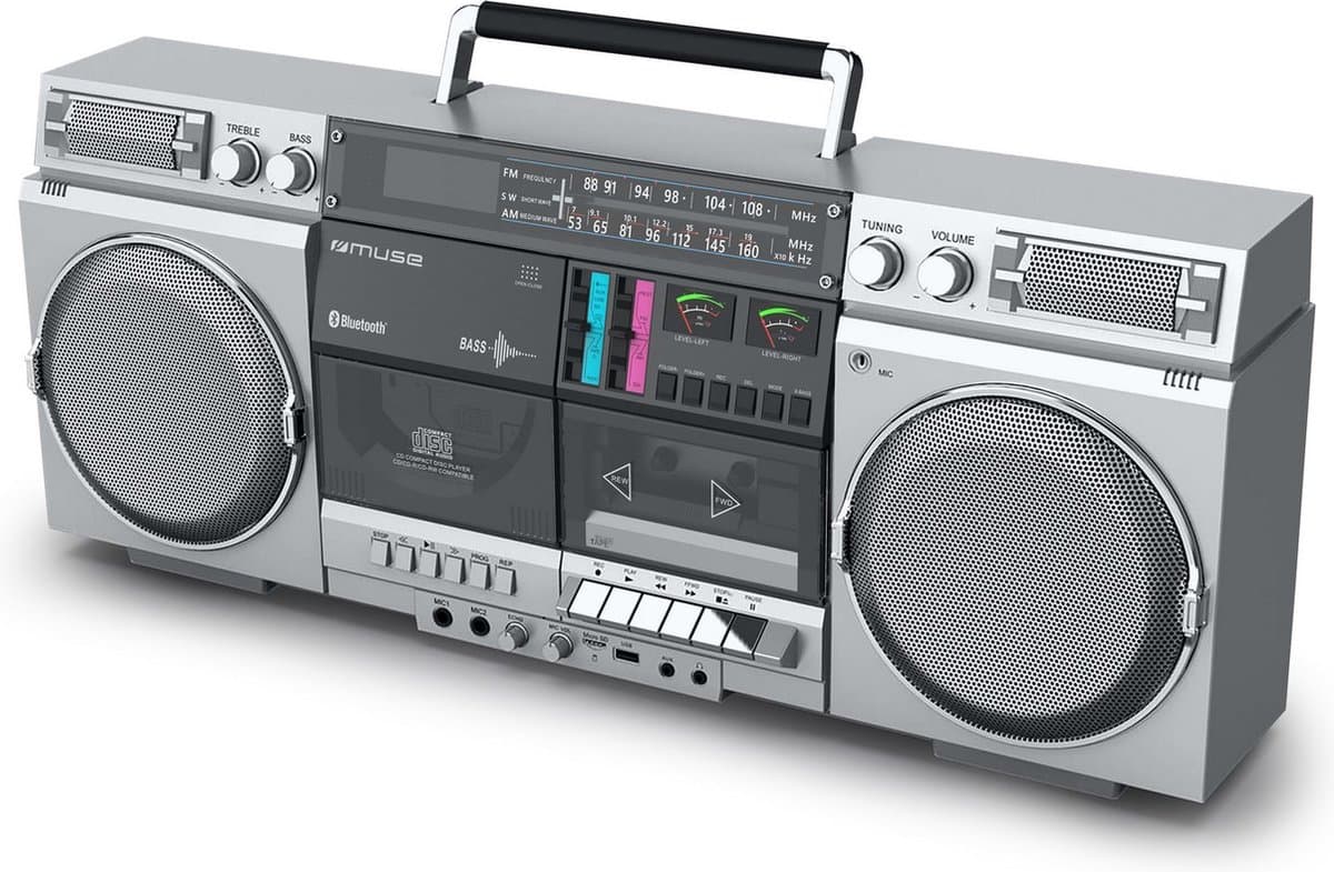 Muse M-380GBS - Ghettoblaster met, FM, CD, cassette, USB, SD, 80 Watt — afbeelding 1