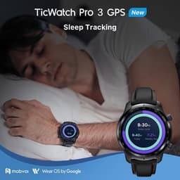 Mobvoi Ticwatch Pro 3 GPS smartwatch Black Shadow AMOLED dubbel layer technologie 48mm wear OS 1.4in  Zwart — thumbnail 3