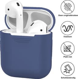 Hoesje - Geschikt voor Apple Airpods 2 - Siliconen Hoes met Clip - Silicone Case Cover - Blauwgrijs — thumbnail 2