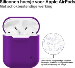 Hoesje - Geschikt voor Apple Airpods 2 - Siliconen Hoes met Clip - Silicone Case Cover - Paars — thumbnail 3