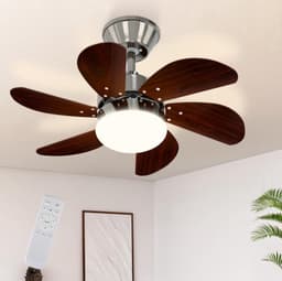 Plafondventilator met Verlichting - 6 Standen en Timer - Incl. Afstandbediening - Winter en Zomer Functie - Stil - Slaapkamer - Woonkamer - E27 fitting - Plafond Ventilator - Donkerbruin — thumbnail 4