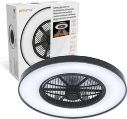 Proventa 3D Air LED Plafondlamp Zwart met Ventilator - Winter en zomerstand met Full Room Circulatie - Incl. afstandsbediening — thumbnail 1