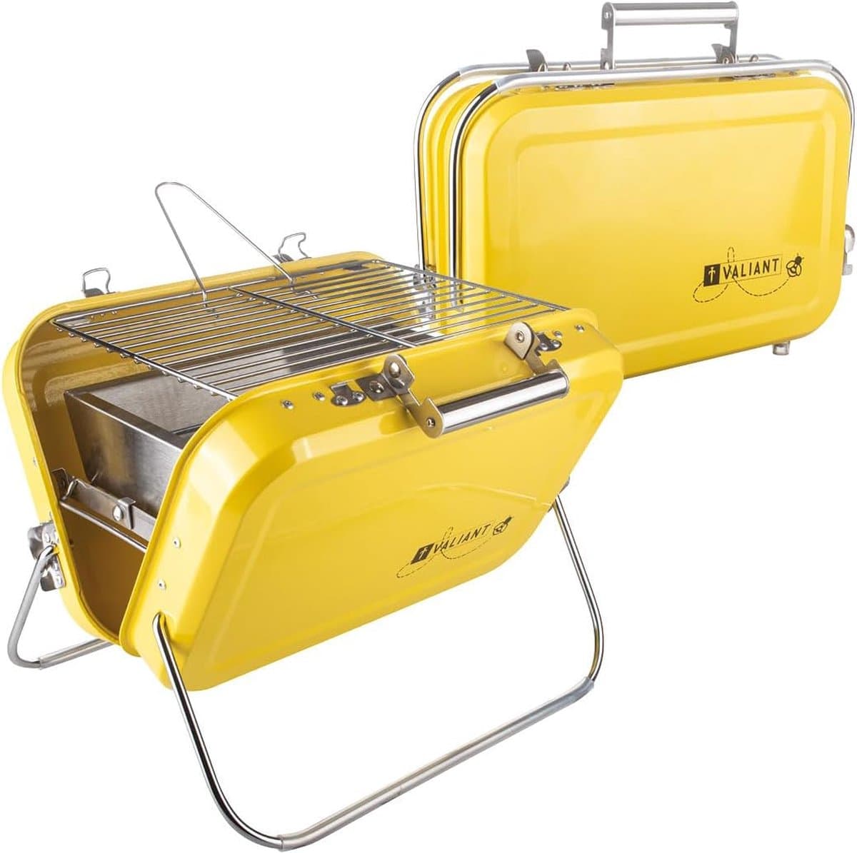 Portable BBQ - Draagbare Opvouwbare Picknick en Camping Barbecue - Geel - Roestvrij Staal - Perfect voor Buiten en Strand — afbeelding 1