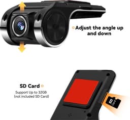 Xonrich Dashcam - Auto Monitor - USB Aansluiting - Digitale video recorder - Auto recorder - Voor Android - Zwart — thumbnail 3