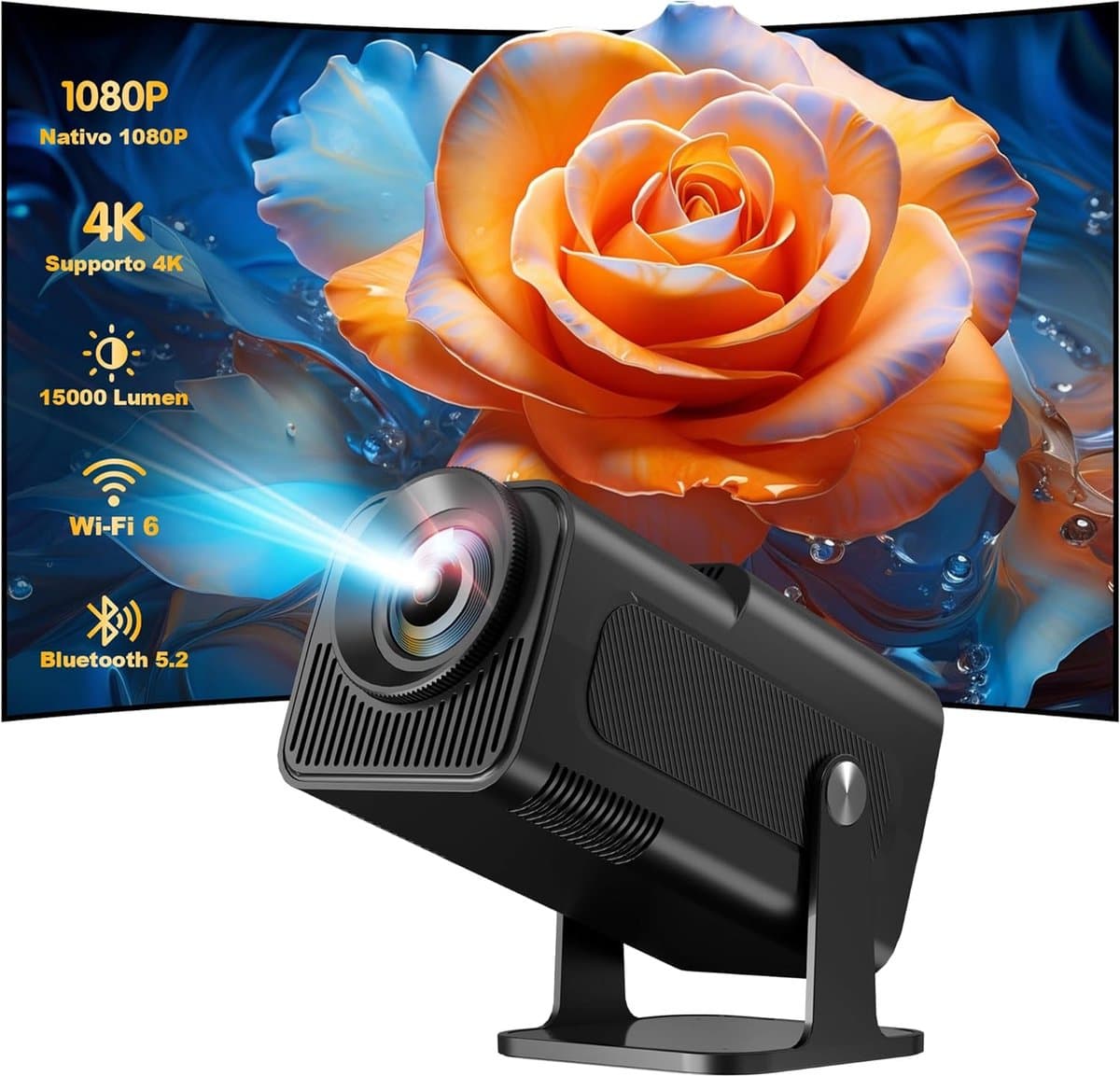 Mini 4K Thuisbioscoop Projector met Android 11.0 - 500 ANSI Lumen - Wifi 6 & BT 5.2 — afbeelding 1