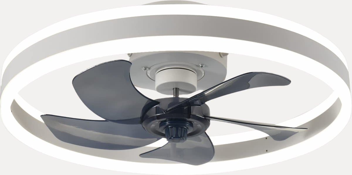 MiShar 2-LED Plafond Ventilator - 51 CM - Smart Lamp - 6 Standen - Plafond ventilator met verlichting - Dimbaar - Wit -Grijs - Kroonluchter Ventilator - Chandelier Fan - Woonkamer Lamp - Ventilator Lampen - Eetkamer lamp - Slaapkamer lamp — afbeelding 1