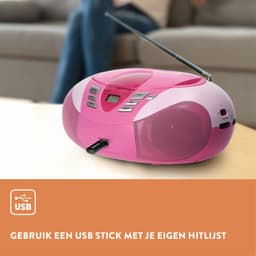 Lenco SCD-37 - Draagbare radio CD speler met MP3 optie en USB - Roze — thumbnail 3