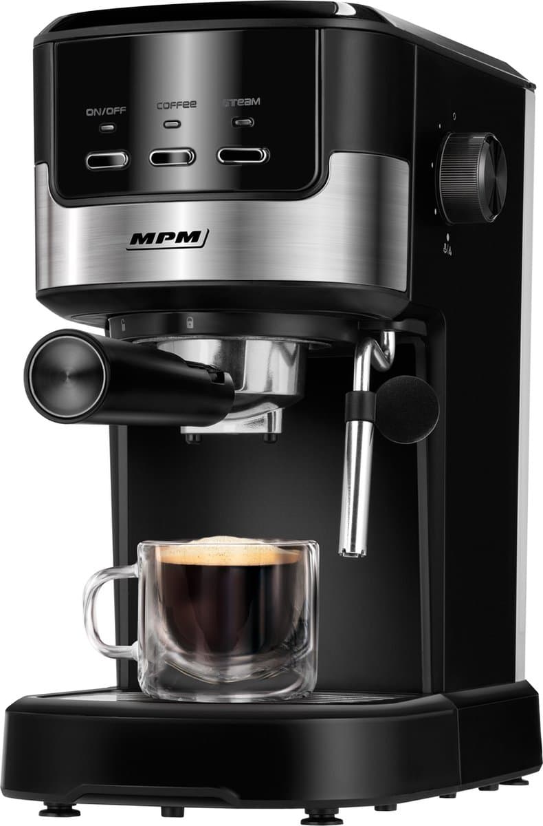 MPM - Koffiemachine - Koffieapparaat - Espressomachine 15 Bar met Aluminium Boiler en Stoompijpje — afbeelding 1