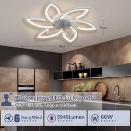 Plafondventilator met Verlichting - Met Afstandbediening - Stil in Gebruik - Stille Plafondventilator - Verlichting Woonkamer — thumbnail 2