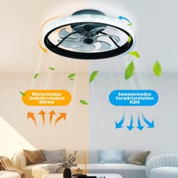 Kristallen LED Ventilator - Smart Lamp - 6 Standen - Dimbaar - Zwart - Crystal Ventilator Lamp - Woonkamerlamp - Moderne lamp — thumbnail 2