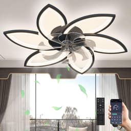 6 Sterren Plafondlamp Met Ventilator - Zwart - Met Afstandsbediening - Smart lamp - Dimbaar Met App - 6 Standen Ventilator - Woonkamerlamp - Moderne lamp - Plafoniere — thumbnail 1