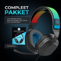 JLab Nightfall Bedrade Gaming Headset met Microfoon - Over-ear Bluetooth Game Headset - Geschikt voor PC/laptop/PS5/PS4/Switch/Xbox - Koptelefoon met Microfoon - Verwisselbare Hoofdband - Zwart — thumbnail 5