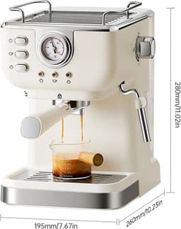 Luvlea koffiezetapparaat - Espresso apparaat - Beige koffie apparaat - Met melkopschuimer - Koffie - Cappuccino - Beige — thumbnail 4