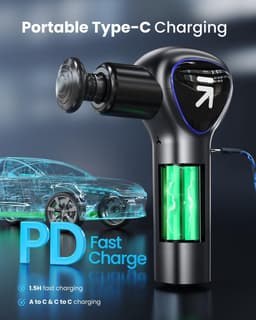 Mini Massagepistool met Verlenggreep - Massage Gun met Led-scherm - Spiermassage - Hometraining - Spierontspanning - Beste Cadeau - Zwart — thumbnail 4