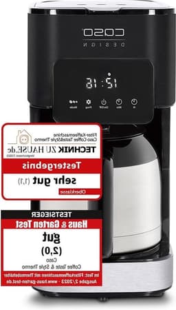 Coffee Taste and Style Thermo Coffee Maker with permanent filter - optimal brewing temperature - 92-96 °C - drip stop - optimized brewing head - thermos jug - stainless steel - black - 12 l - 1847 10 — thumbnail 1
