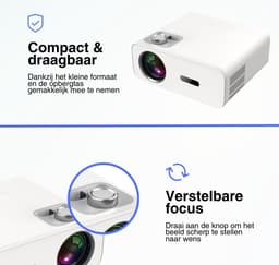 Reevi 2024 Model 4K Support - Mini beamer - Streamen vanaf je smartphone IOS&Android - 11000 Lumen - Projector - Incl Hdmi kabel & 2 ingebouwde speakers — thumbnail 3