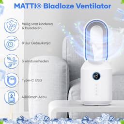MATTI® - Tafelventilator - Ventilator Staand - Bladloze Ventilator - Draadloos - Incl. Nachtlampje — thumbnail 2