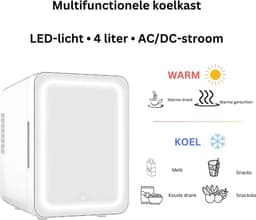 Skincare Fridge 4L - Organizer met Hollywood Spiegel met Verlichting - Make up Koelkast - Beauty Fridge - Wit — thumbnail 3