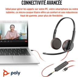 HP Poly Blackwire C3225 – Over-ear headset – Kabel – Stereo – Zwart – Volumeregeling – Microfoon uitschakelbaar — thumbnail 2