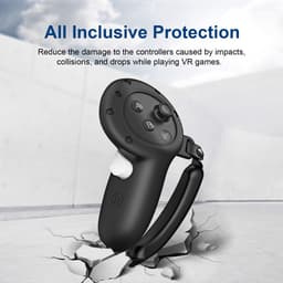 Siliconen controllerhoezen + houder voor Meta Quest 3S / Quest 3 – Zachte antislip beschermgreep met verstelbare bandjes – VR-accessoires (zwart/grijs) — thumbnail 3