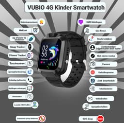 VUBIO Kinder Smartwatch B2 4G - Incl. SIM - Locatie - Videobellen - Camera — thumbnail 5