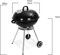 Houtskoolbarbecue - Kogelbarbecue - BBQ -45 x 83 centimeter - Ronde Barbecue - Barbecue op Wielen - Zwart - Metaal — thumbnail 5
