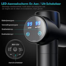 Massage Pistool Diepe Spiermassage Draagbaar Stil Elektrisch Apparaat - 99 Snelheid 2550 Mah Led Display Touchscreen Usb C Oplaadbaar — thumbnail 4