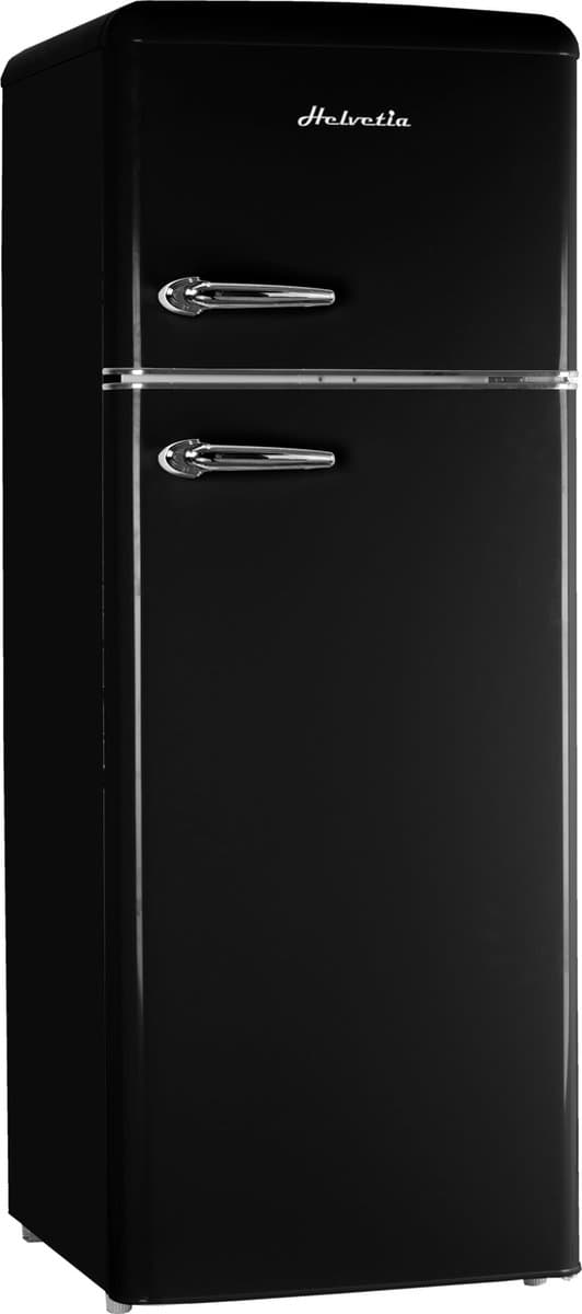 Helvetia Retro Koelvriescombinatie HRDPER206EN1 - Zwart - 144 cm Hoog - 4ster Vriezer - Vintage - 206 Liter — afbeelding 1