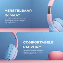 Relave Koptelefoon Kinderen Met Led Verlichting Bluetooth - Kattenoortjes - Kattenoren - Kinder Koptelefoon / Hoofdtelefoon Draadloos Over Ear - Blauw / Roze — thumbnail 2
