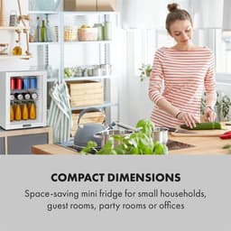 Klarstein Minibar Brooklyn 42 Mini koelkast - Compact - Vrijstaand - Thermo-elektrisch koelsysteem - 42 Liter inhoud - Koeling: 12 - 18 °C - Auto DeFrost - Energie-efficiëntieklasse: F - 23 dB - LED licht - Glazen panoramadeur - Wit — thumbnail 5