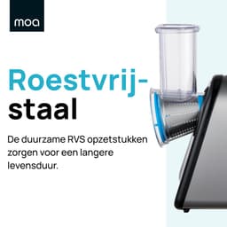 MOA Foodprocessor - Groentesnijder - Hakmolen - BPA-Vrij - Meerdere Opzetstukken - Uiensnijder - RVS/Zwart — thumbnail 3