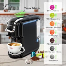 HiBrew - Koffiezetapparaat 5-in-1 – Koffiemachine + Melkschuimeren en onderlegger – Meerdere Capsules – Koffiepadmachine - Heet/Koud – 19Bar – 1450W – Zwart — thumbnail 3