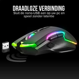 Spirit of Gamer Gaming Muis – Muis – Muis Draadloos – 8 Knoppen – RGB – 4800 DPI – Zwart — thumbnail 3