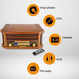 Denver Retro Platenspeler - Ingebouwde Speakers en Versterker - Radio CD Speler - MCR50 -Hout — thumbnail 2