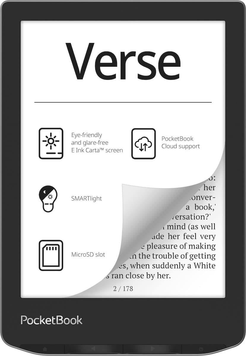 PocketBook Verse e-reader – 6 inch E Ink Carta-scherm – 8 GB – Mist Grey — afbeelding 1