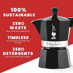 Bialetti Moka Express Percolator 1 Kops Zwart – Espresso Maker – Aluminium – Italiaanse Koffiezetter — thumbnail 5
