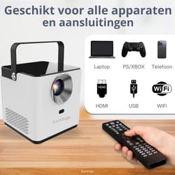 Earkings Beamer Projector 4K Support - Mini Beamer Projector met Android Apps - Draagbare Beamer - Wit — thumbnail 2
